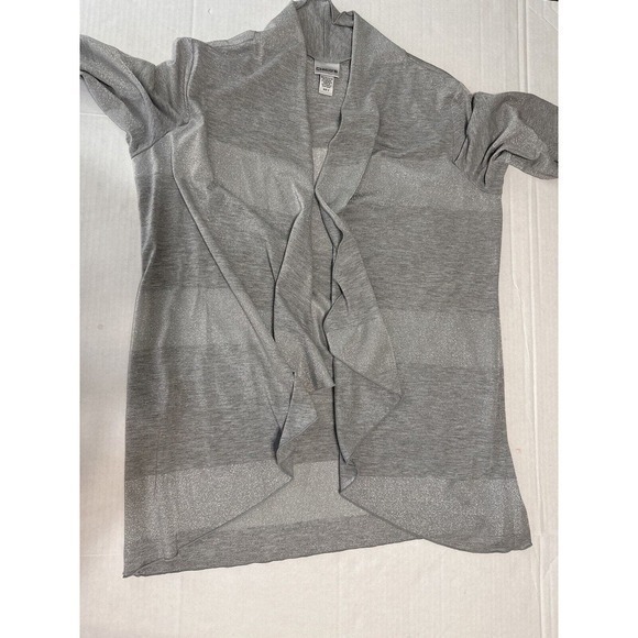 Chico’s Lightweight Silver 3 US XL Open Cardigan Sweater Duster - Picture 11 of 16